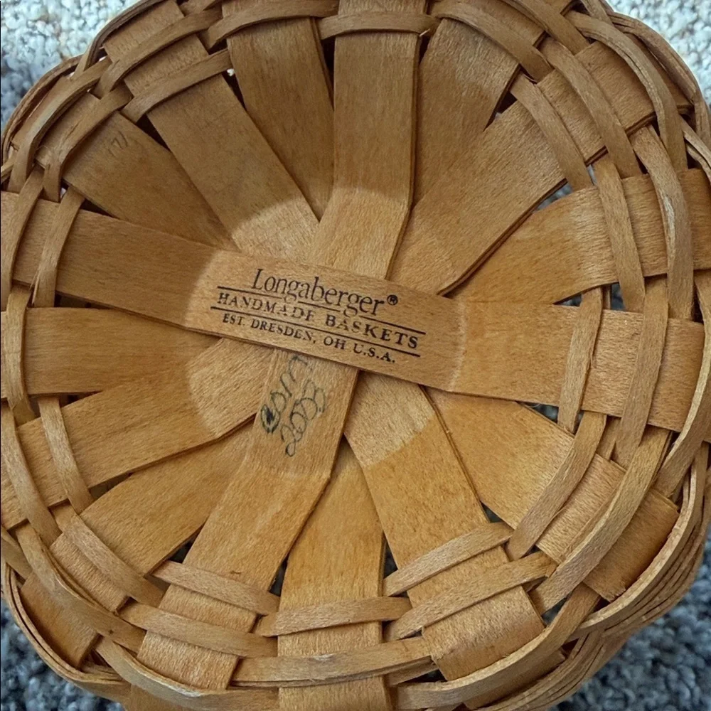 Set of Two Longaberger Baskets, Button Basket w/protector & Heritage Tea Basket